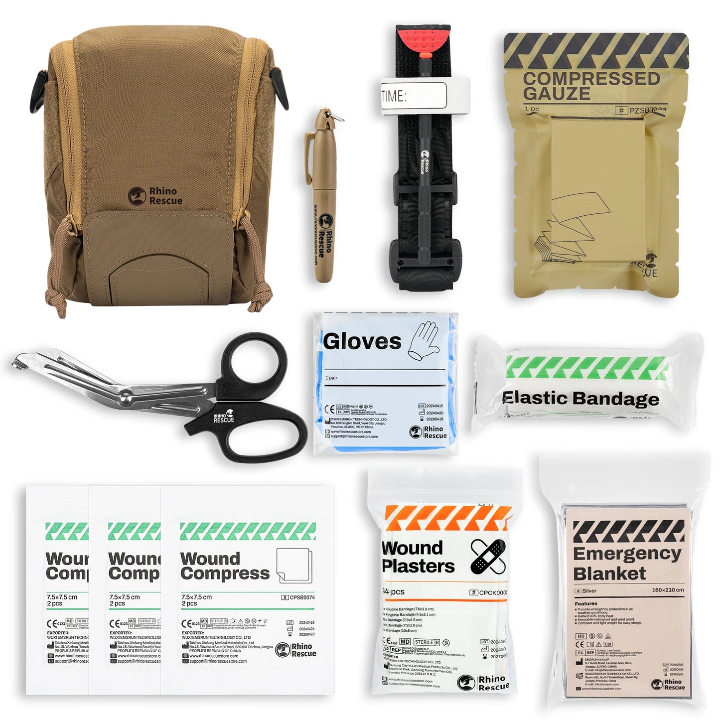 RHINO RESCUE MOLLE Ems First Aid Kit with Tourniquet - (FDA CE Approved) - Rhino Global Store