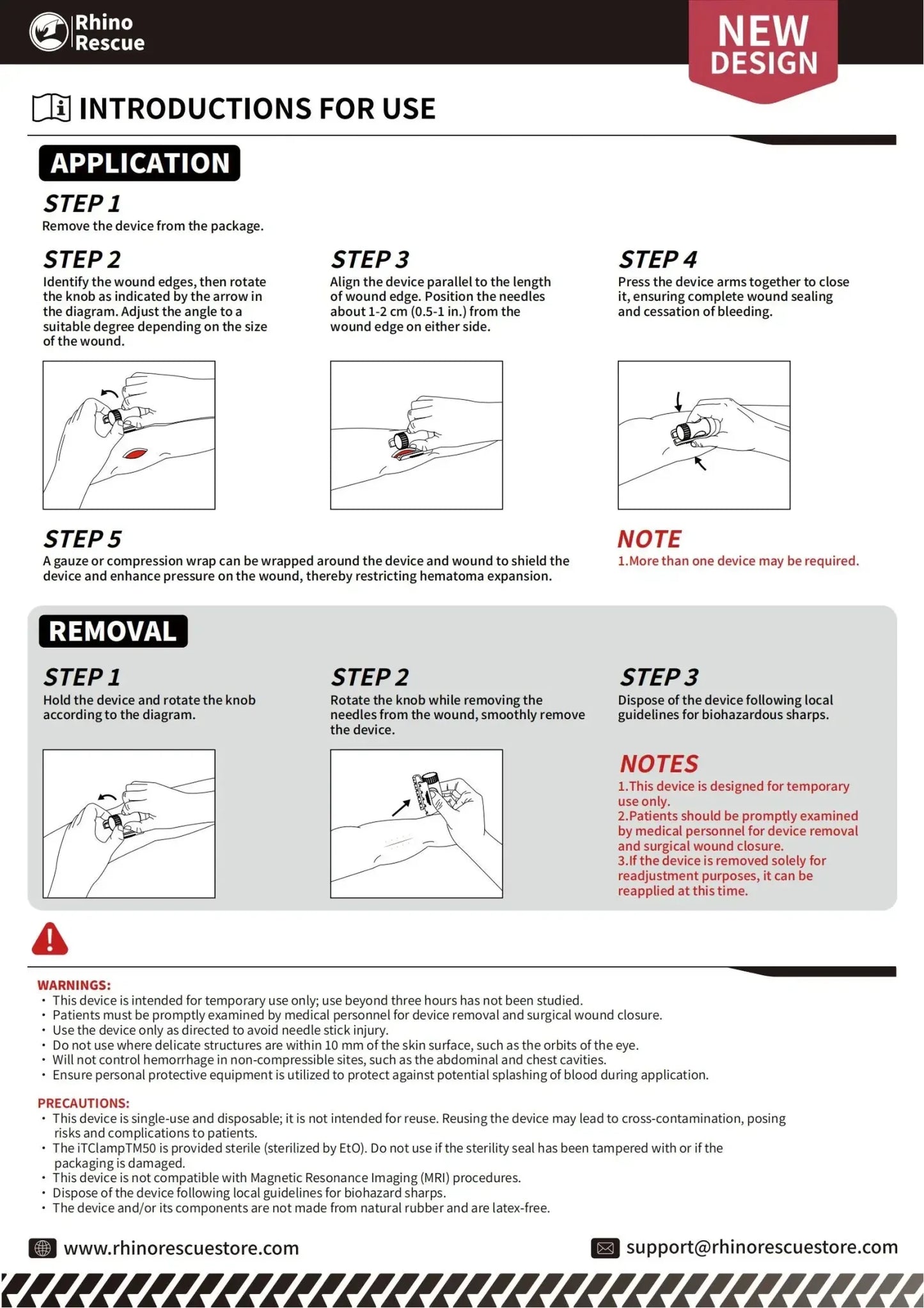 RHINO RESCUE Trauma Clamp | Ratchet - Lock Forceps for Emergency Bleeding Control | Surgical Steel - Rhino Global Store