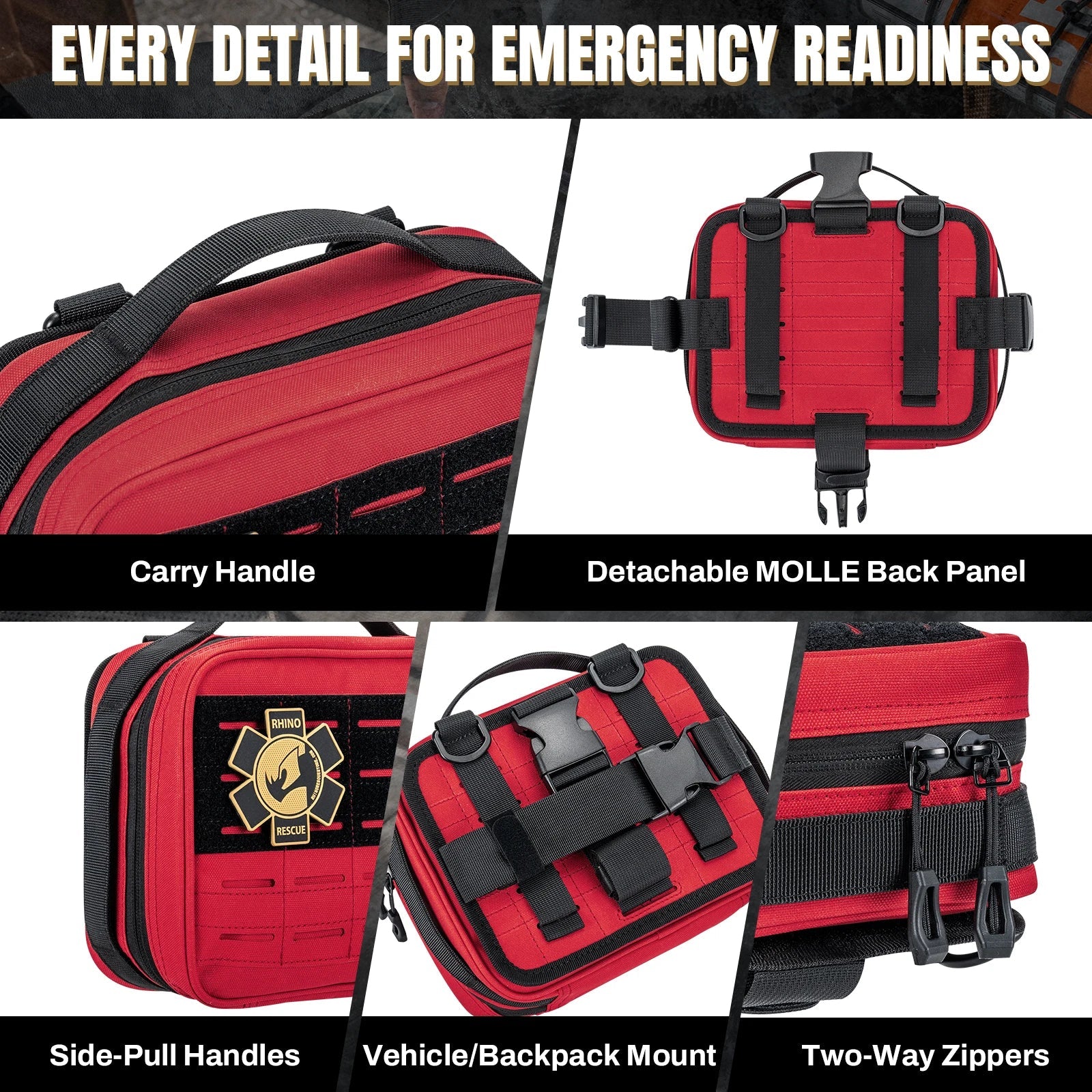 RHINO RESCUE IFAK Trauma Kit – Botiquín Táctico M.O.L.L.E para Vehículo y Emergencias - Rhino Global Store